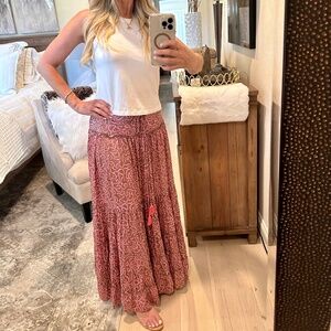 Gypsy Woman Maxi Skirt - Barbie Pink & Brown